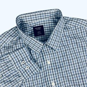 UNTUCKit Shirt Men’s XXL 2XXLT Wrinkle Free Blue White Long Sleeve Fit By DXL‎